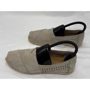 TOMS Shoes Womens 7W Classic Slip On Espadrille Loafer  Beige Leather